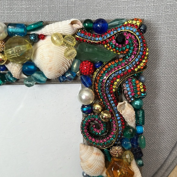 Couture handmade rhinestone & beads & Seashell 🐚 picture frame 5x7 - Picture 3 of 6
